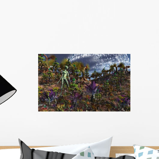 Alien Being Surveys Colorful Wall Decal