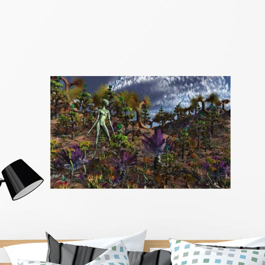 Alien Being Surveys Colorful Wall Decal