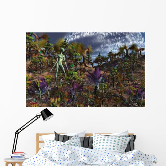 Alien Being Surveys Colorful Wall Decal