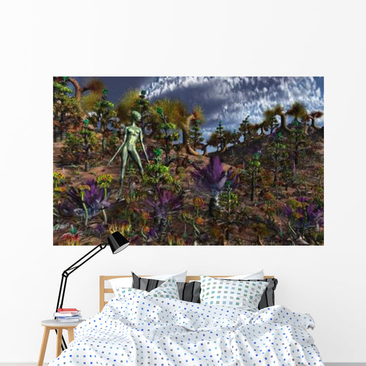 Alien Being Surveys Colorful Wall Decal
