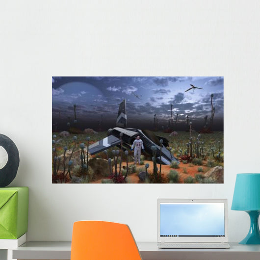 Astronaut Surveys Desert like Wall Decal