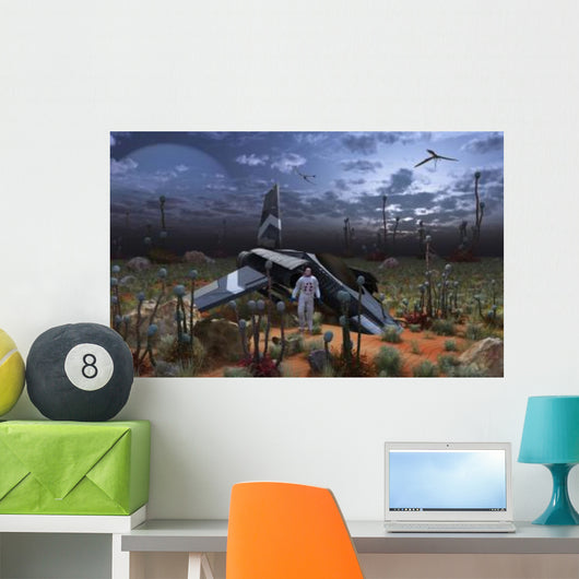 Astronaut Surveys Desert like Wall Decal