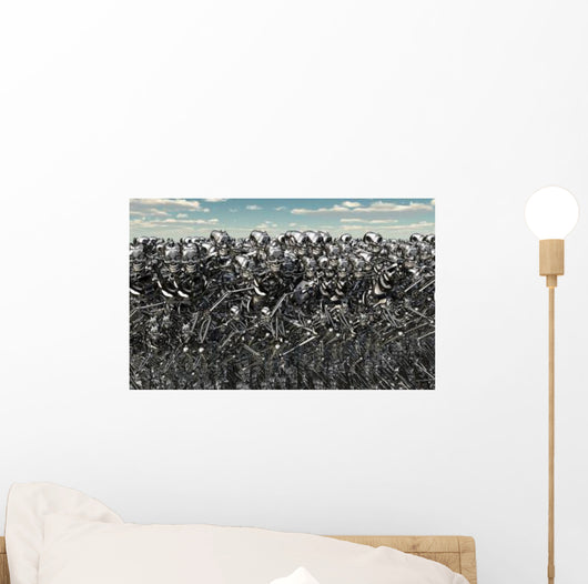 Large Gathering Robots about Wall Decal