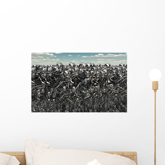 Large Gathering Robots about Wall Decal