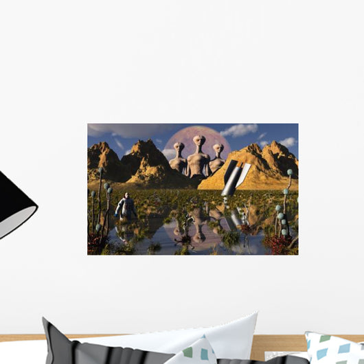 Aliens Watch Astronaut Who Wall Decal