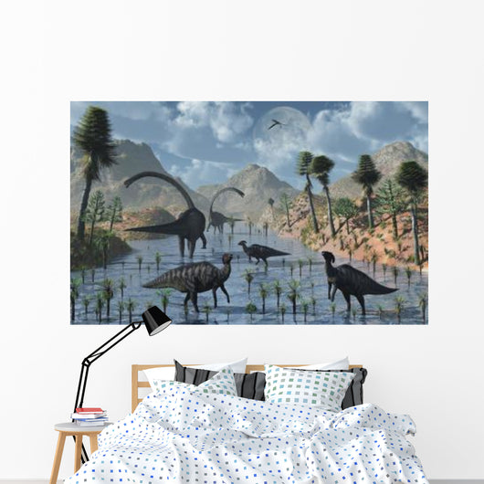 Sauropod and Duckbill Dinosaurs Wall Decal Design 2