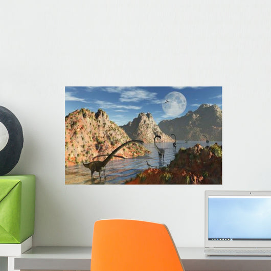 Herd Omeisaurus Dinosaurs Prehistoric Wall Decal Design 2