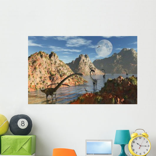 Herd Omeisaurus Dinosaurs Prehistoric Wall Decal Design 2