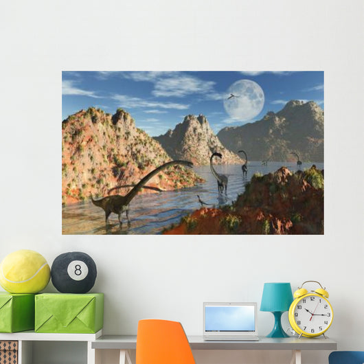 Herd Omeisaurus Dinosaurs Prehistoric Wall Decal Design 2