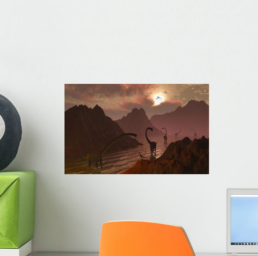 Herd Omeisaurus Dinosaurs Prehistoric Wall Decal Design 1