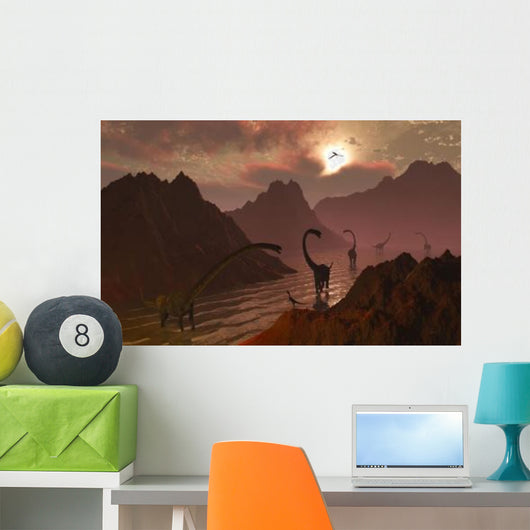 Herd Omeisaurus Dinosaurs Prehistoric Wall Decal Design 1