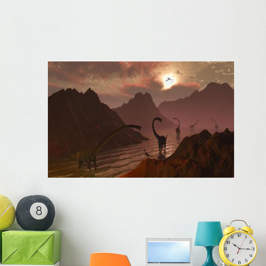 Herd Omeisaurus Dinosaurs Prehistoric Wall Decal Design 1