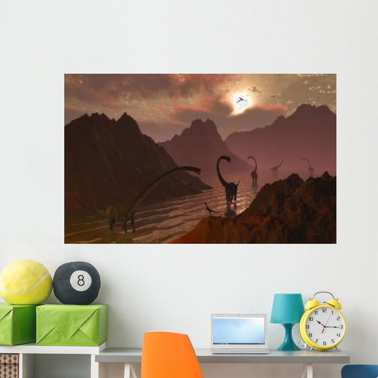 Herd Omeisaurus Dinosaurs Prehistoric Wall Decal Design 1