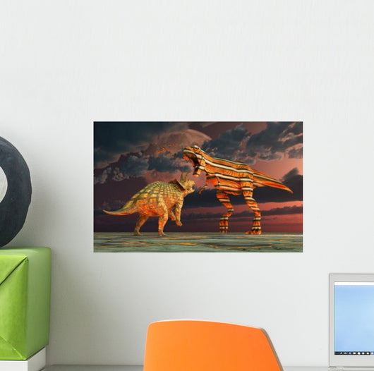 Robotic T Rex Triceratops Wall Decal