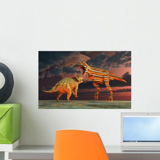 Robotic T Rex Triceratops Wall Decal