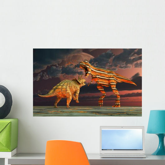 Robotic T Rex Triceratops Wall Decal