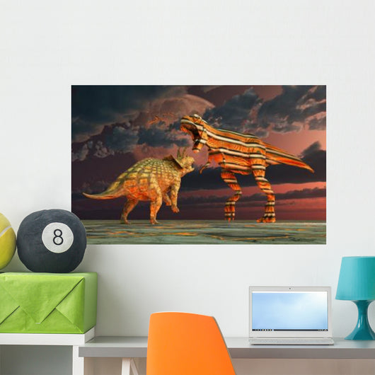 Robotic T Rex Triceratops Wall Decal