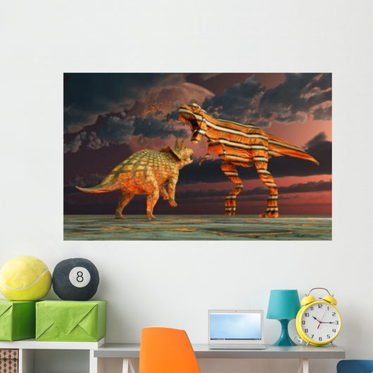 Robotic T Rex Triceratops Wall Decal