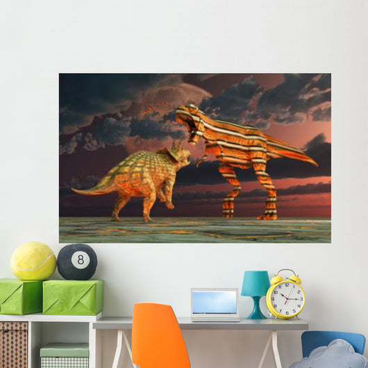 Robotic T Rex Triceratops Wall Decal