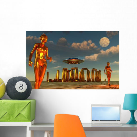 Alien Interdimensional Beings Recharge Wall Decal Design 3