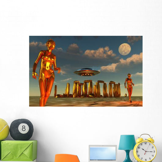 Alien Interdimensional Beings Recharge Wall Decal Design 3