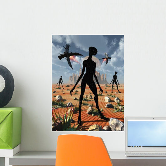 Mysterious Black Shape Beings Wall Decal