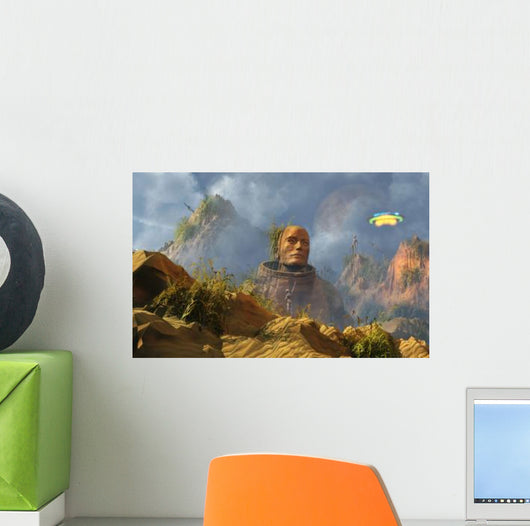 Reptoid Aliens Discover Statue Wall Decal