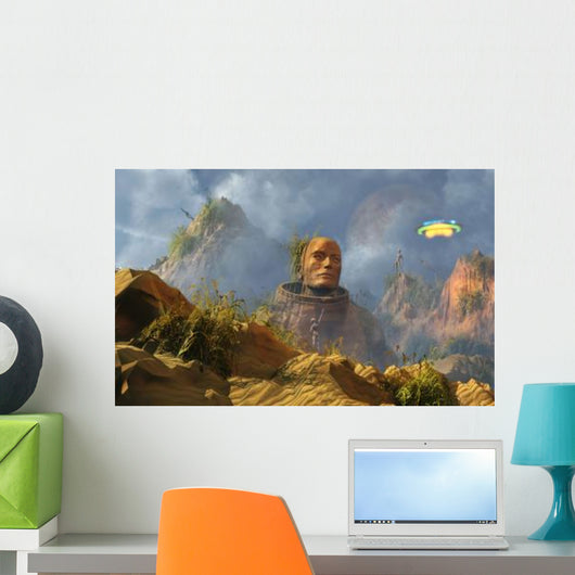 Reptoid Aliens Discover Statue Wall Decal