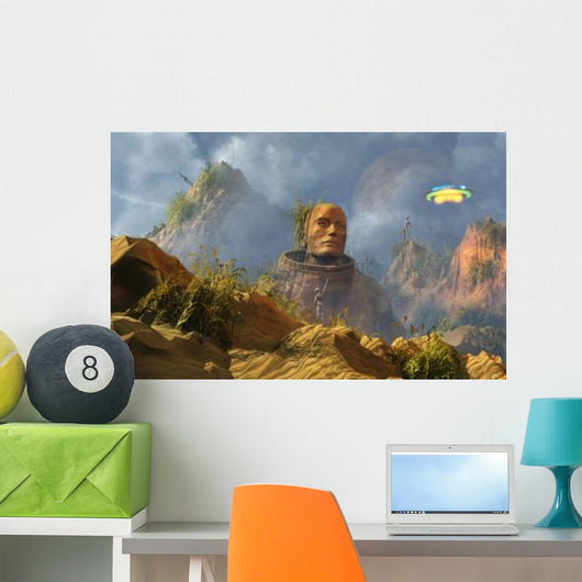 Reptoid Aliens Discover Statue Wall Decal