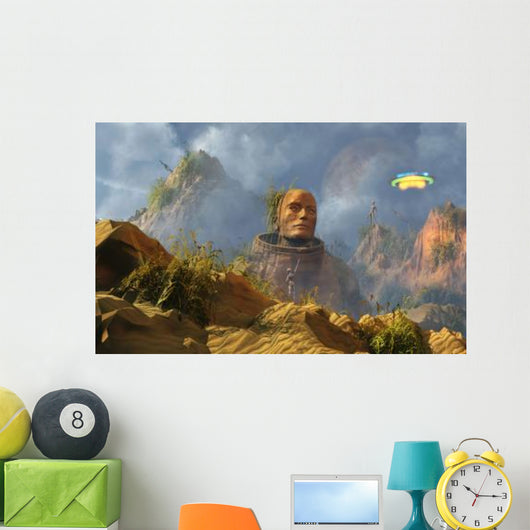 Reptoid Aliens Discover Statue Wall Decal