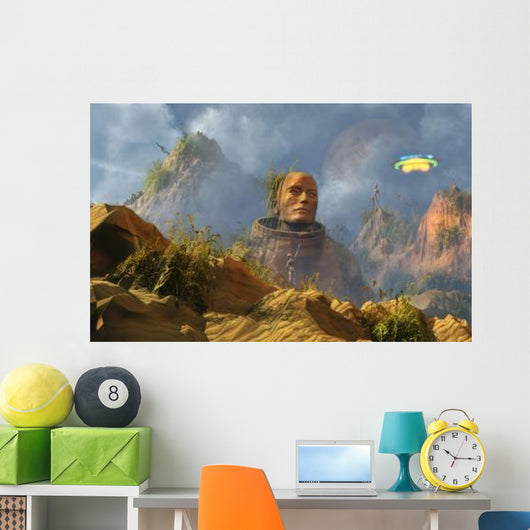Reptoid Aliens Discover Statue Wall Decal