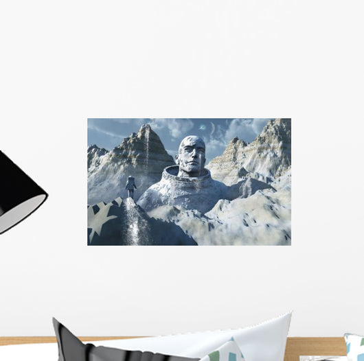 Lone Astronaut Stares Statue Wall Decal