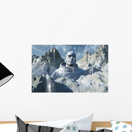 Lone Astronaut Stares Statue Wall Decal