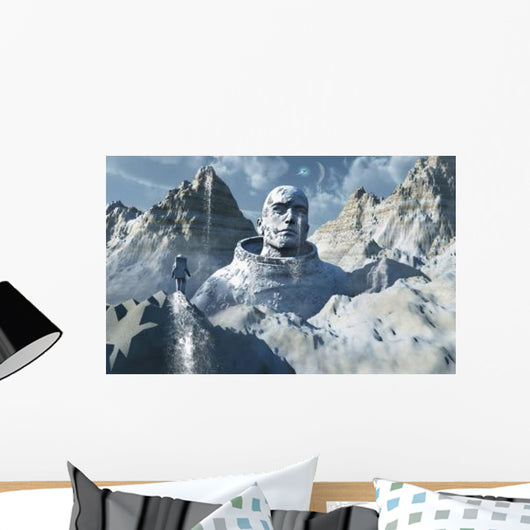 Lone Astronaut Stares Statue Wall Decal