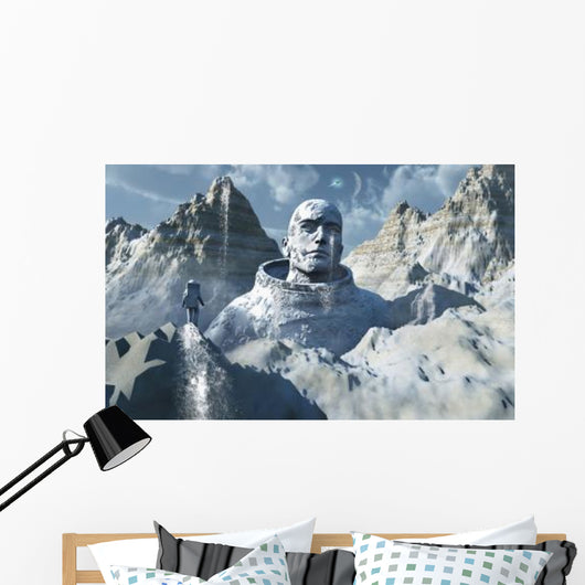Lone Astronaut Stares Statue Wall Decal