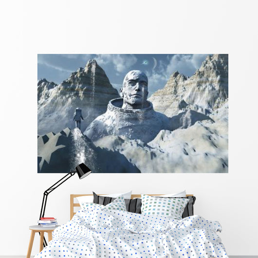 Lone Astronaut Stares Statue Wall Decal