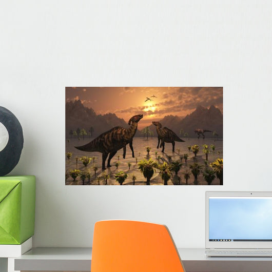 T-Rex Creeps up Pair Wall Decal