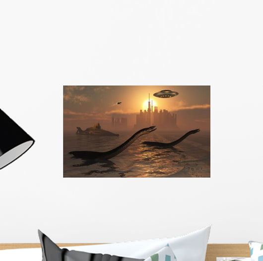 Plesiosaurs Co-existing alongside Ancient Wall Decal