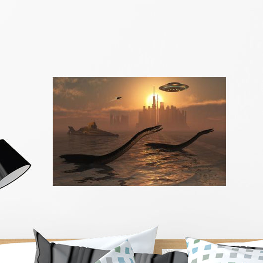 Plesiosaurs Co-existing alongside Ancient Wall Decal
