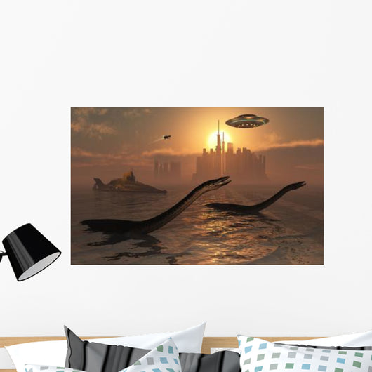 Plesiosaurs Co-existing alongside Ancient Wall Decal