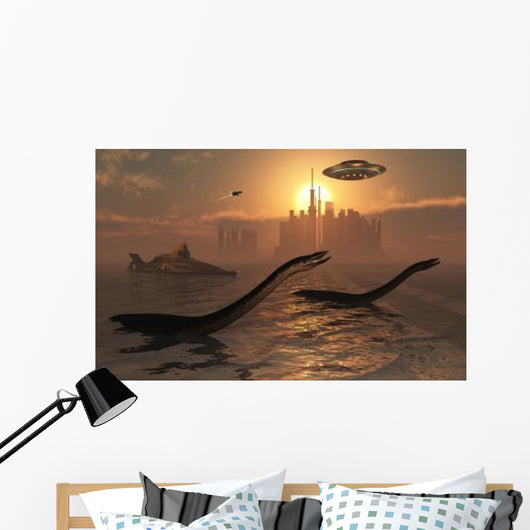 Plesiosaurs Co-existing alongside Ancient Wall Decal