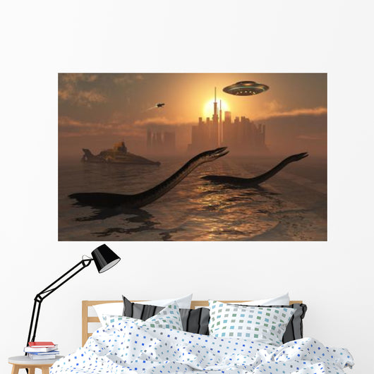 Plesiosaurs Co-existing alongside Ancient Wall Decal