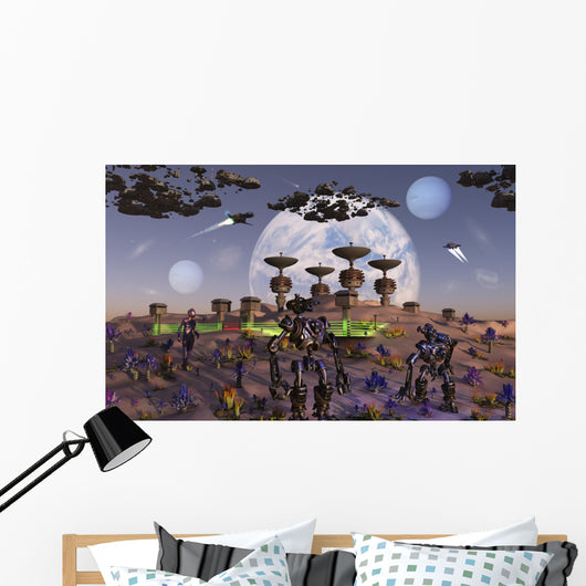 Robots Busy Work Constructing Wall Decal