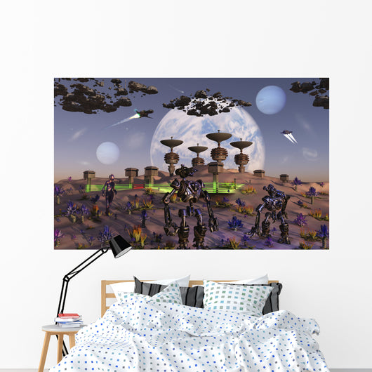 Robots Busy Work Constructing Wall Decal