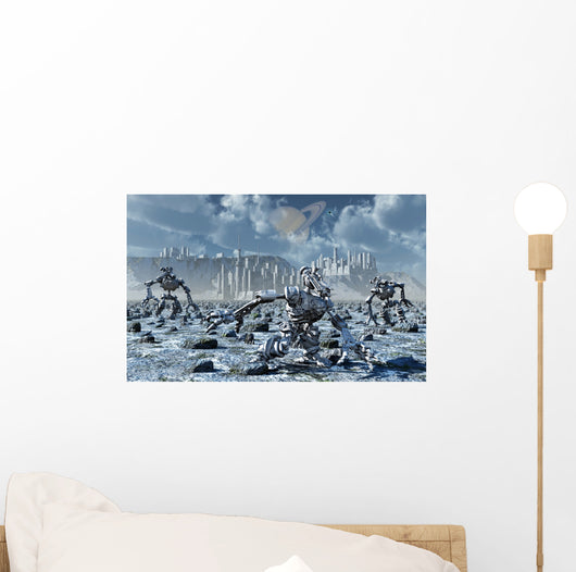 Robots Gathering Rich Mineral Wall Decal