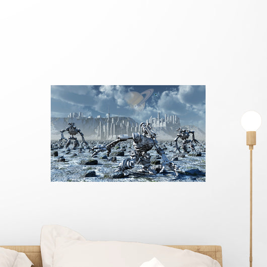 Robots Gathering Rich Mineral Wall Decal
