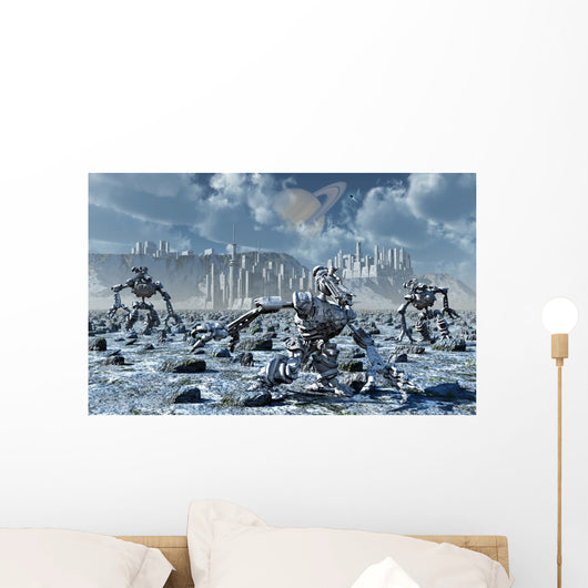 Robots Gathering Rich Mineral Wall Decal