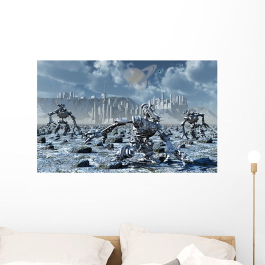 Robots Gathering Rich Mineral Wall Decal