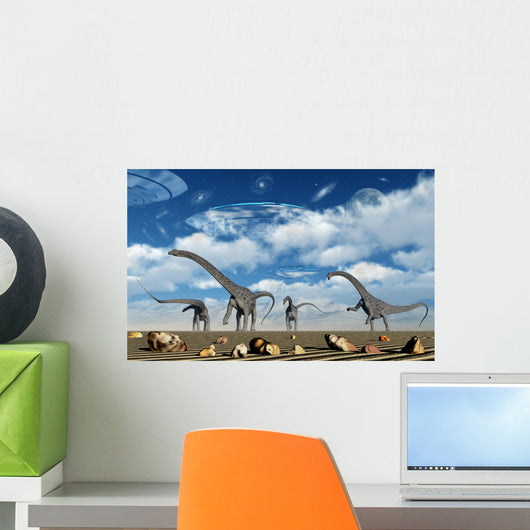 Omeisaurus Dinosaurs Are Startled Wall Decal