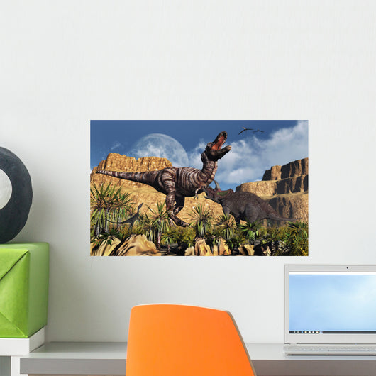 Confrontation between Tyrannosaurus Rex Wall Decal